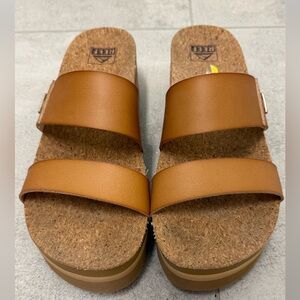 Reef Tan Cork Platform Sandals